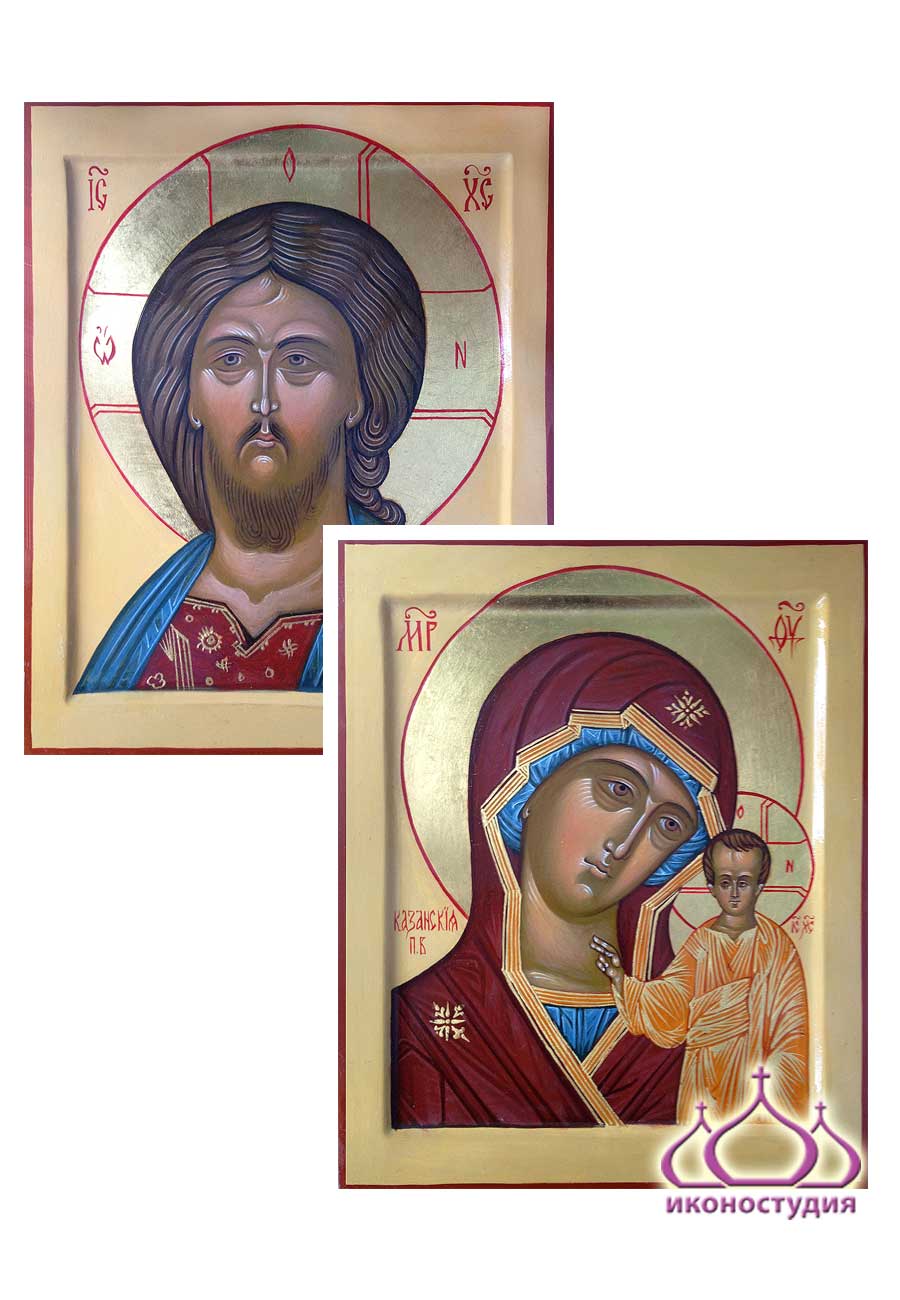 Оплечный образ Спасителя и Казанская икона Божией Матери
