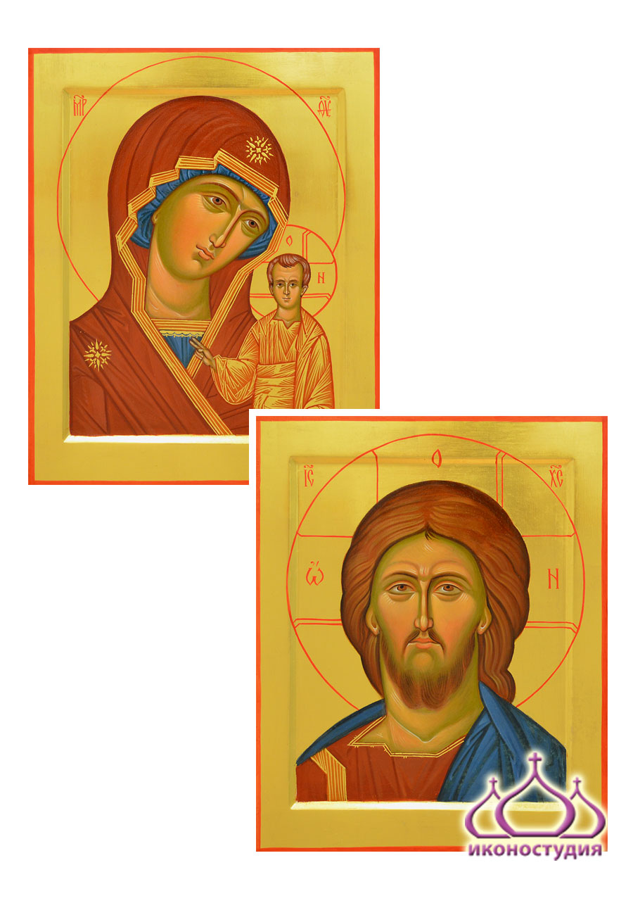 Оплечный образ Спасителя и Казанская икона Божией Матери